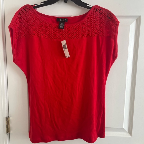 Grace Red Crochet Accent Blouse - Picture 1 of 2